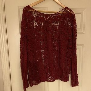 Red lace long sleeve shirt-XXL.